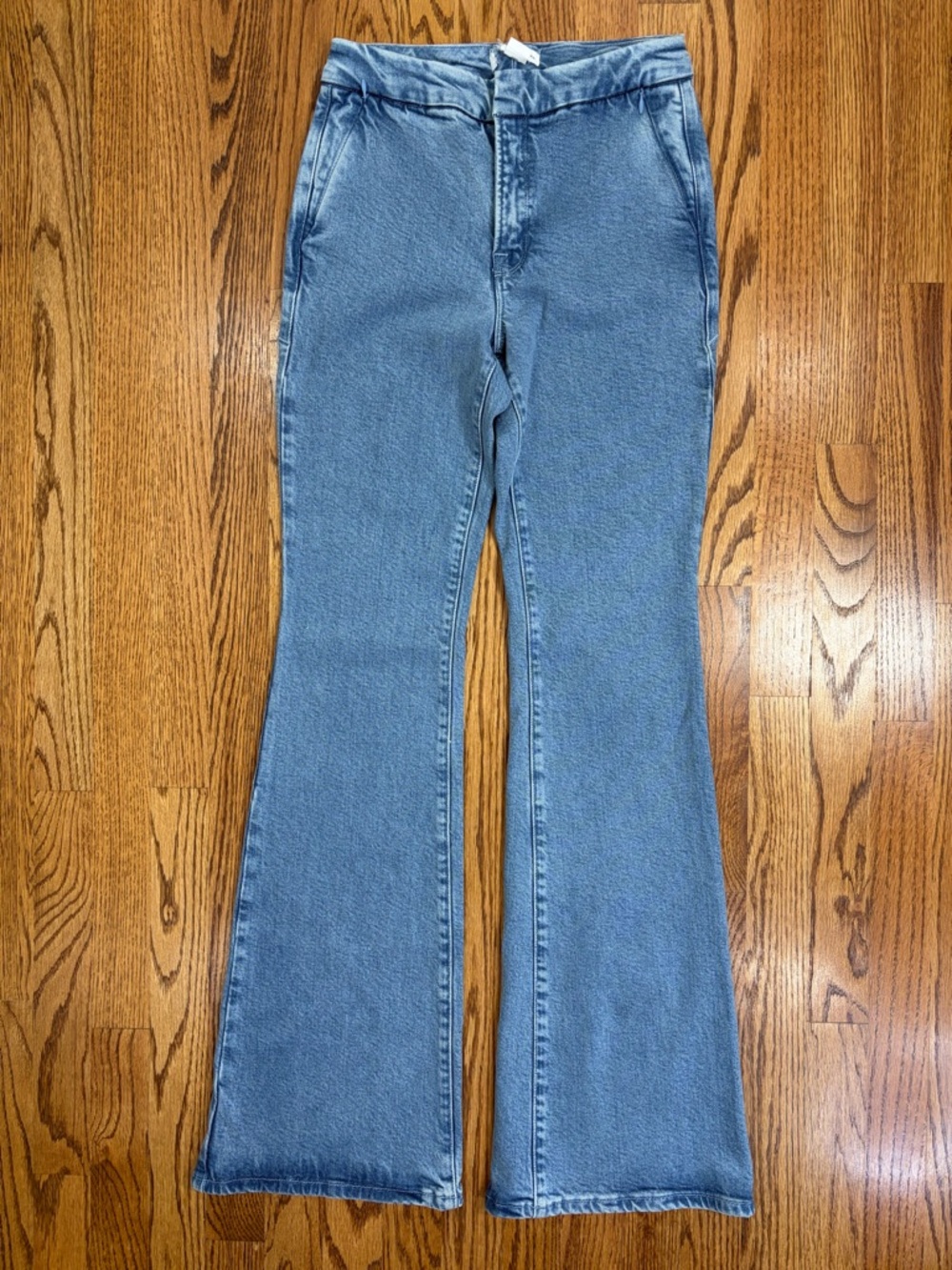 Good American Light Blue Stretchy High-Rise Flare Jeans